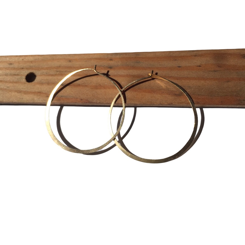 Vintage Solid Gold Hoops 1” Diameter - image 1